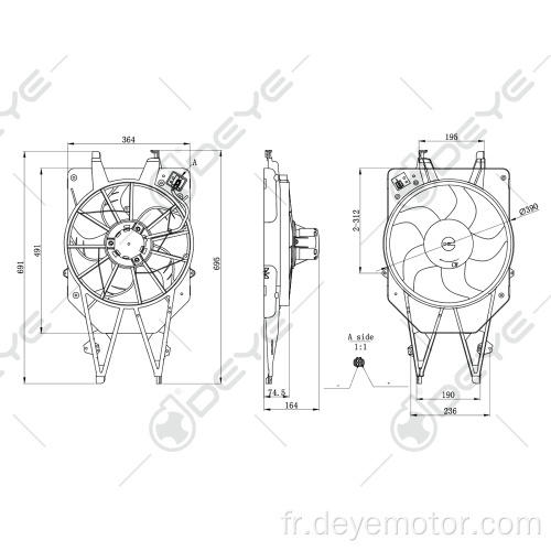 1075123 Moteur du ventilateur de refroidissement du radiateur de voiture